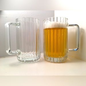 Heavyweight Ribbed Beer Mugs - Set Of 2